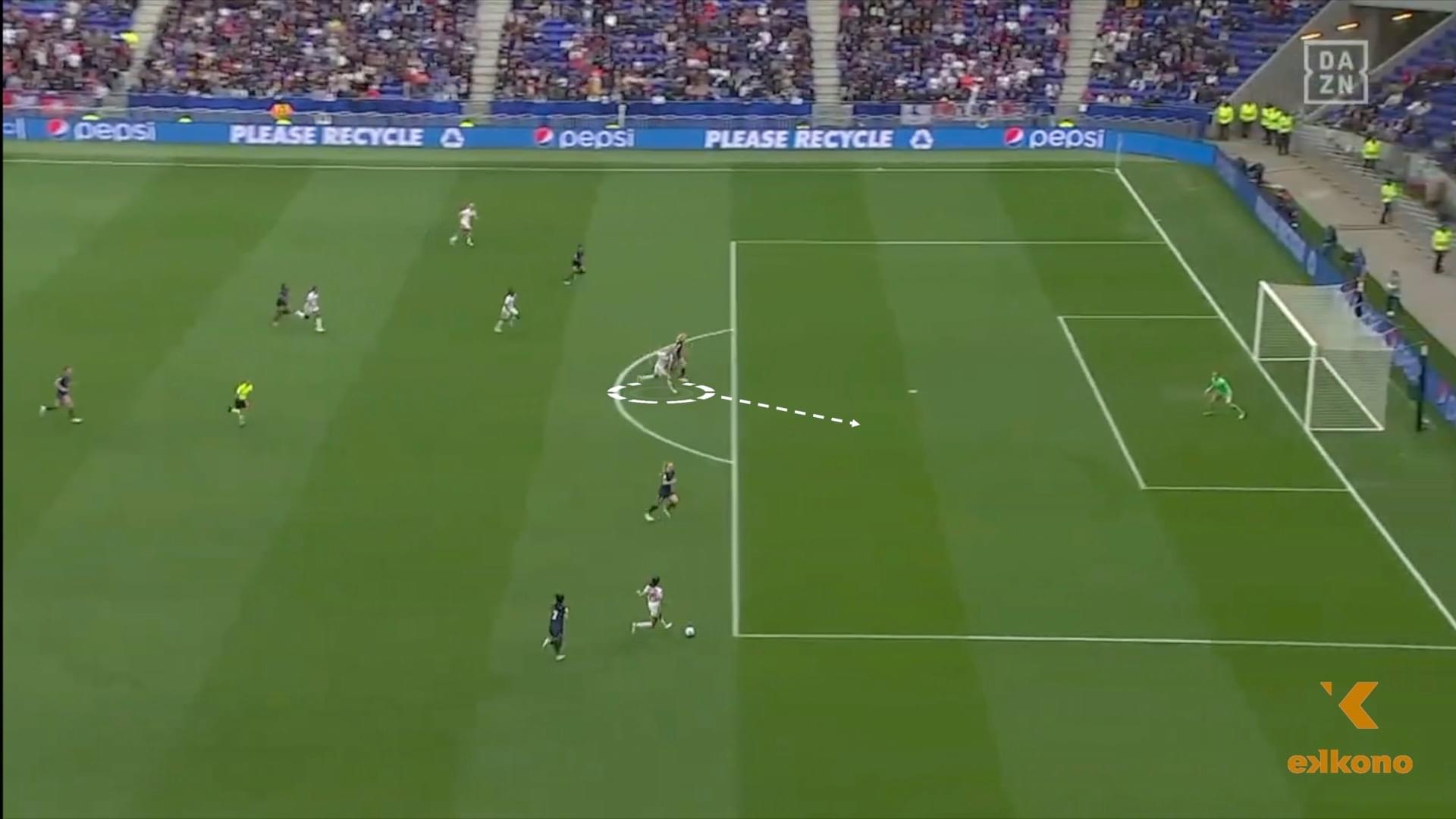 1.-Runs-to-creat-space-A Ada Hegerberg is brilliant at making runs to create space for her teammates