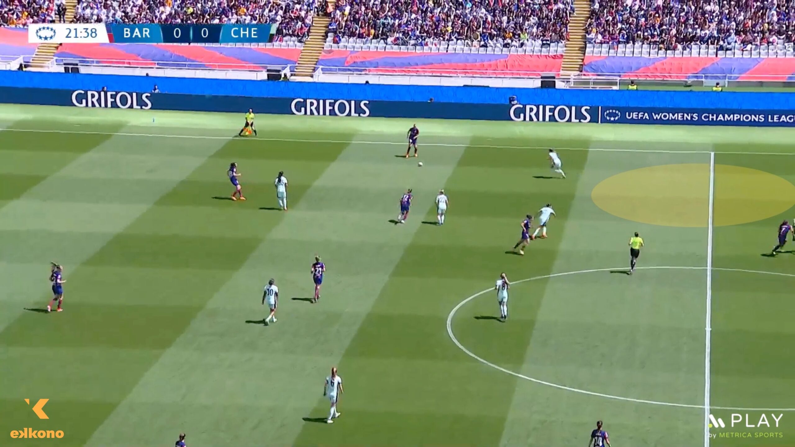 Attack Mid-Block. After creating space by attracting opponents towards the ball, Barcelona plays towards the space created and generates advantages.